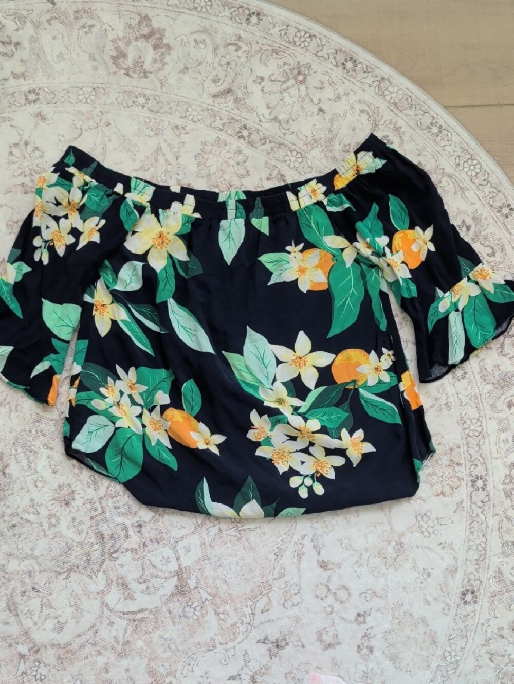 Old Navy Hawaiian Tropical Off Shoulder Top Shirt